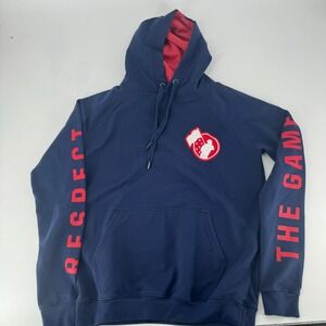 Baseballism Respect The Game Hoodie Navy Blue Red Mens Small Pullover Sweatshirt